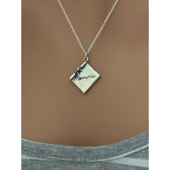 Sterling Silver Memory Book Charm Necklace, Silver Memory Book Necklace - Picture 1 of 5